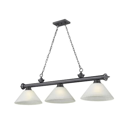 Z-Lite Cordon 3 Light Billiard, Bronze Plate & White Linen 2306-3BP-AWL14